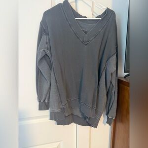 Aerie Gray V-Neck Sweater